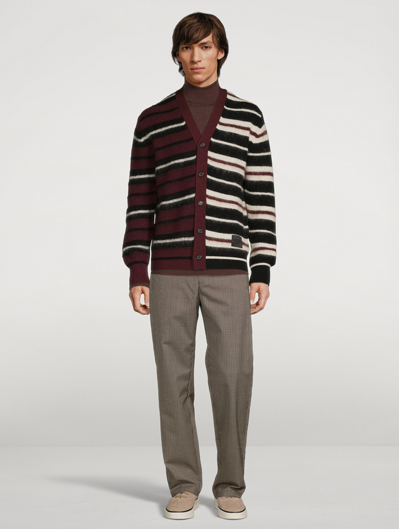 Wool And Mohair-Blend Cardigan In Striped Print