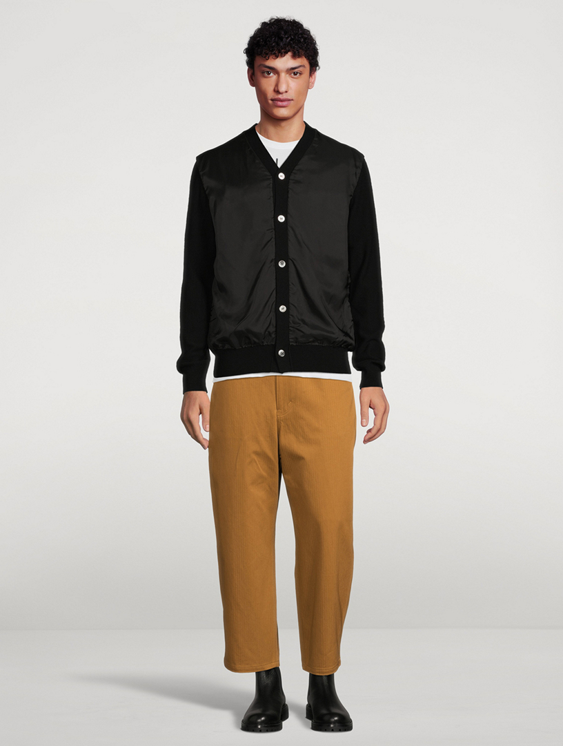 Wool And Satin V-Neck Cardigan