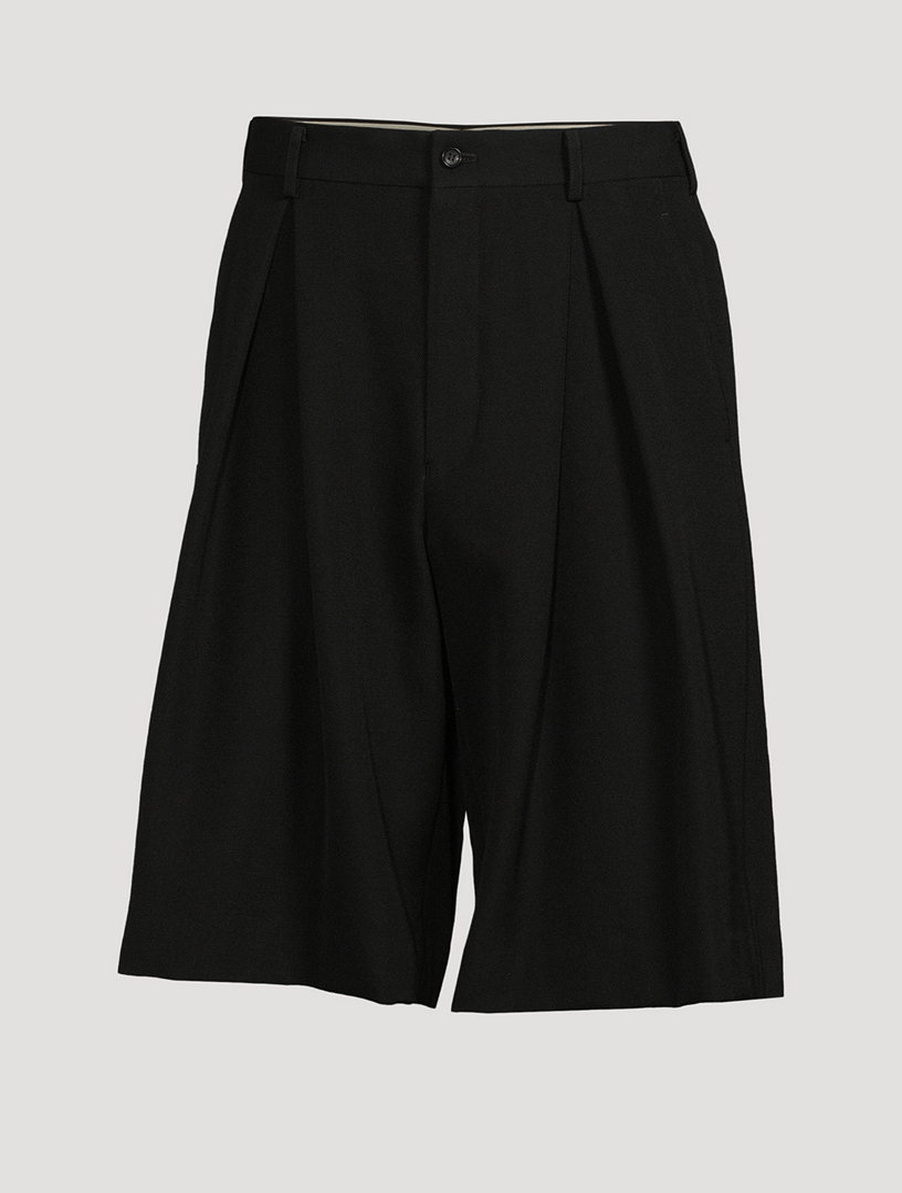 Comme Des Garçons Shirt Pleated Wool Bermuda Shorts - Farfetch