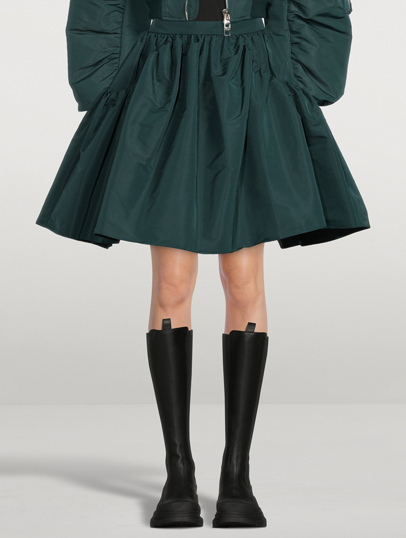 Gathered Taffeta Mini Skirt
