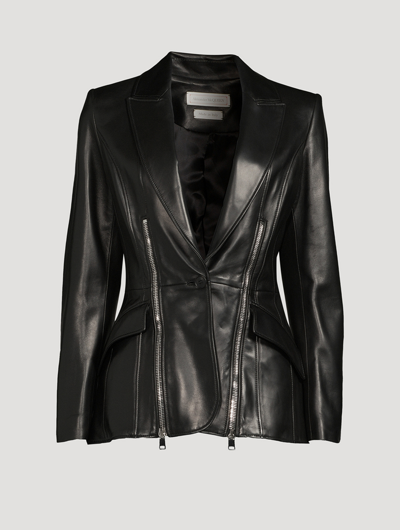 Alexander mcqueen discount leather blazer