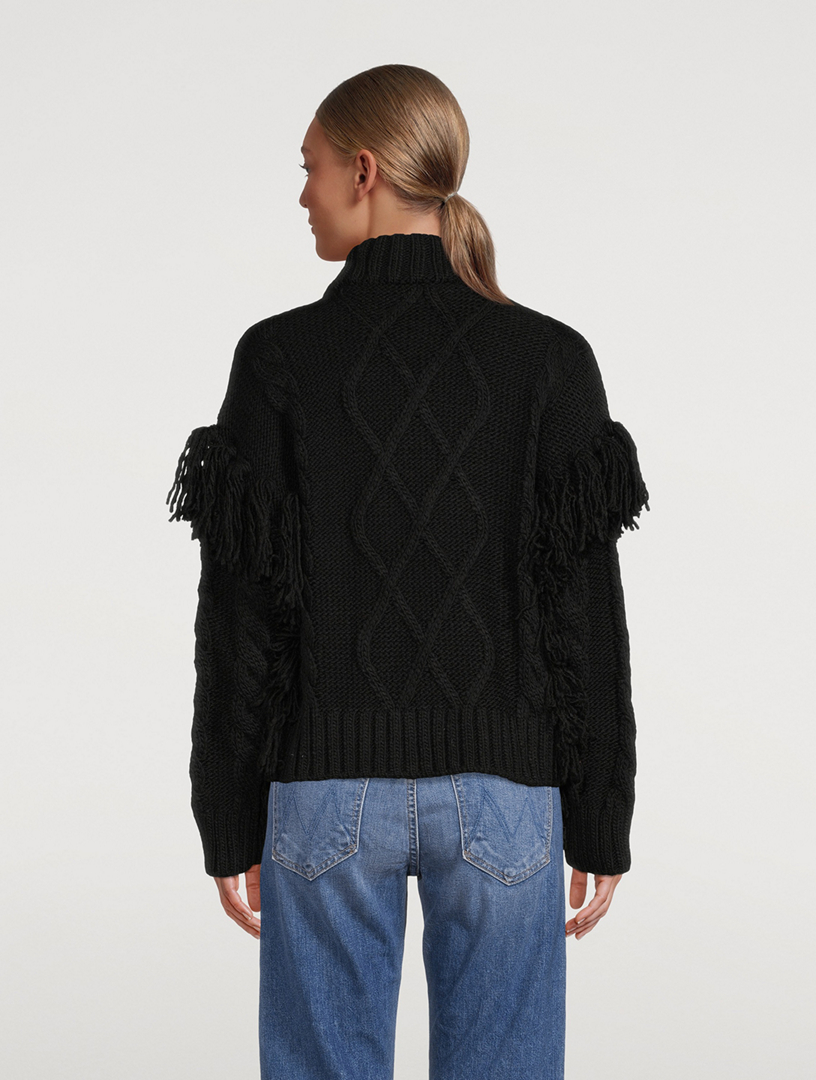 Brit Cable-Knit Fringe Sweater