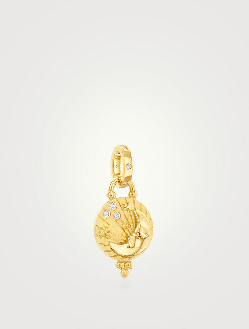 18K Gold Luna Pendant With Diamonds