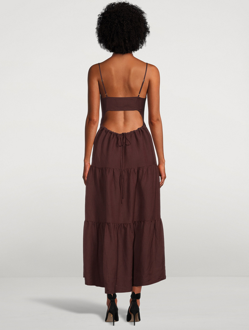 SHONA JOY Rubi Lace-Up Backless Midi Dress | Holt Renfrew