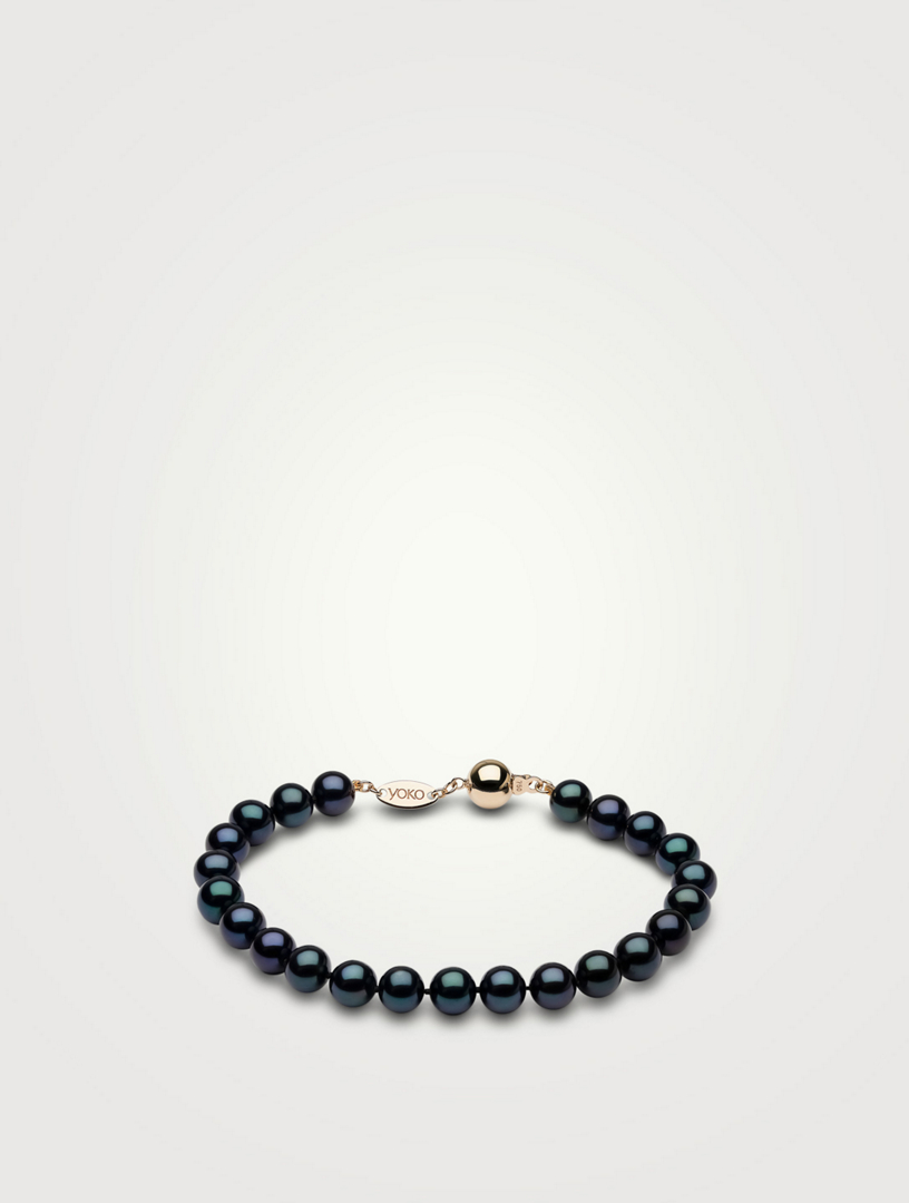 YOKO LONDON Bracelet Classic en or 18 ct avec perles d'eau douce noires  Metallique