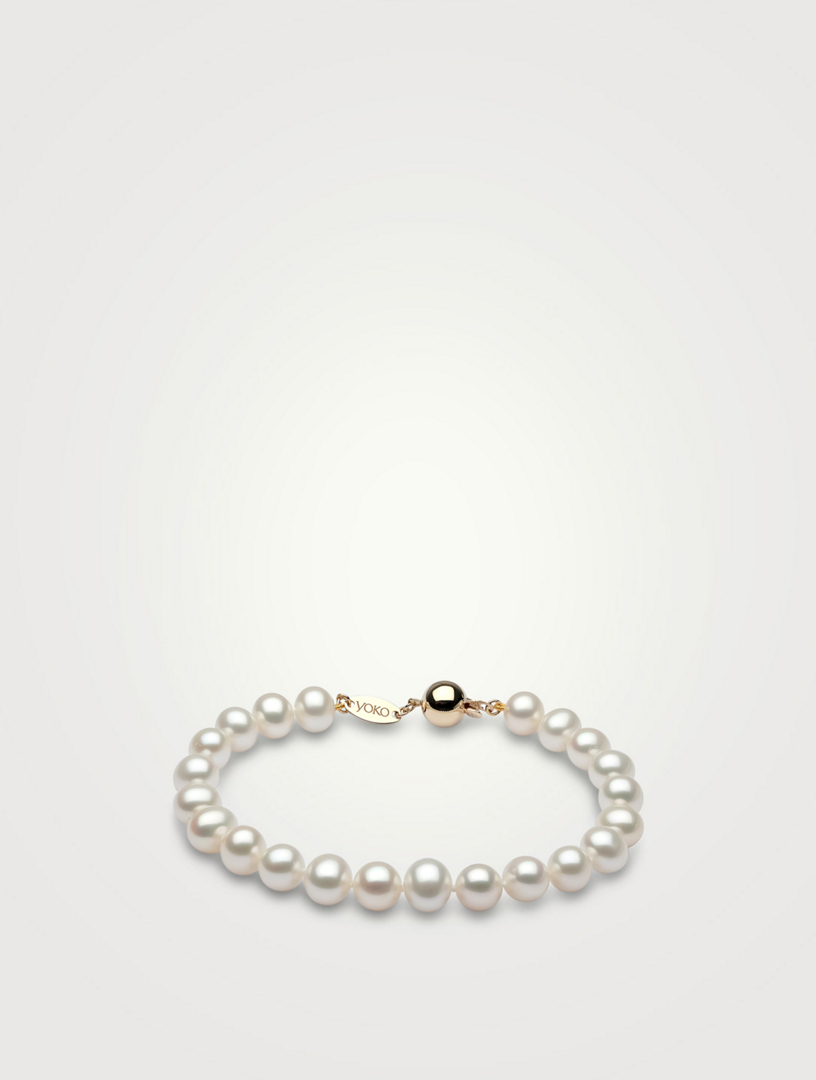 Freshwater Pearl and 18K Gold Metallic Sphere Bracelet