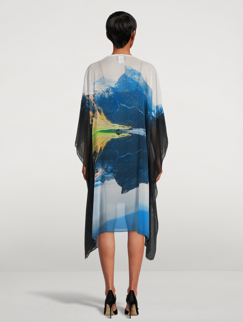 Silk Crepe Caftan Dress Seealpsee Print