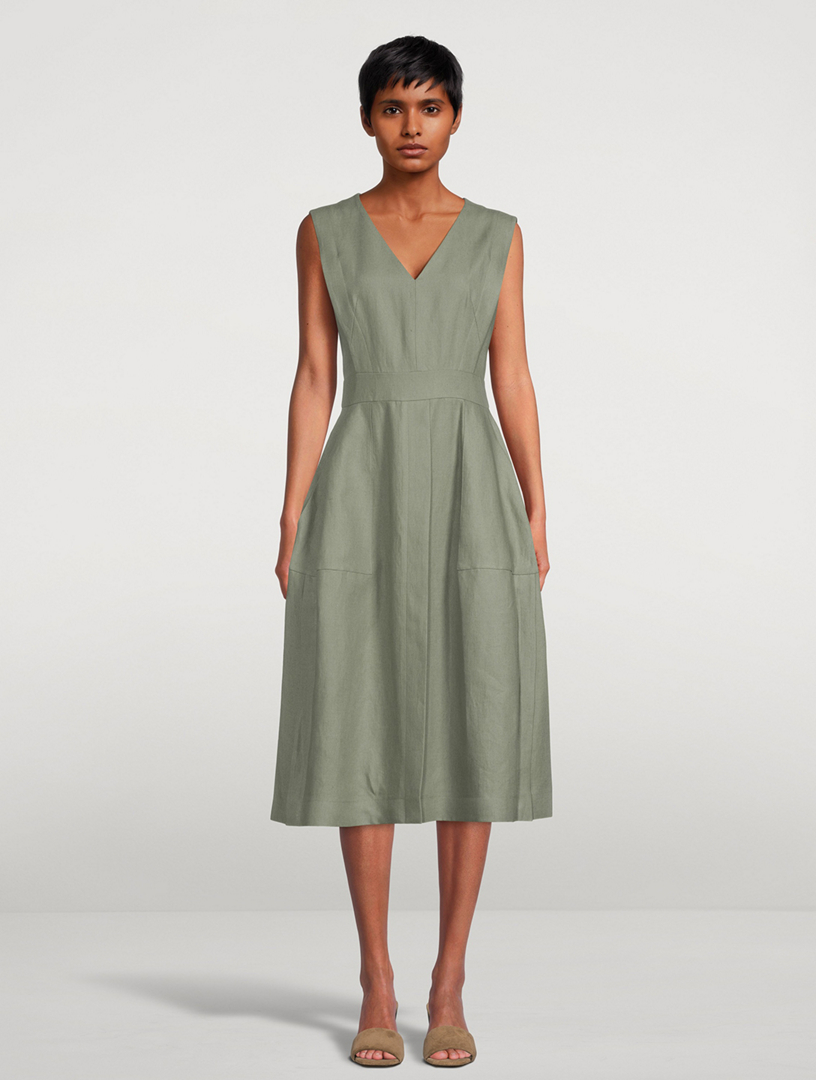 AKRIS Linen Crepe Midi Dress | Holt Renfrew