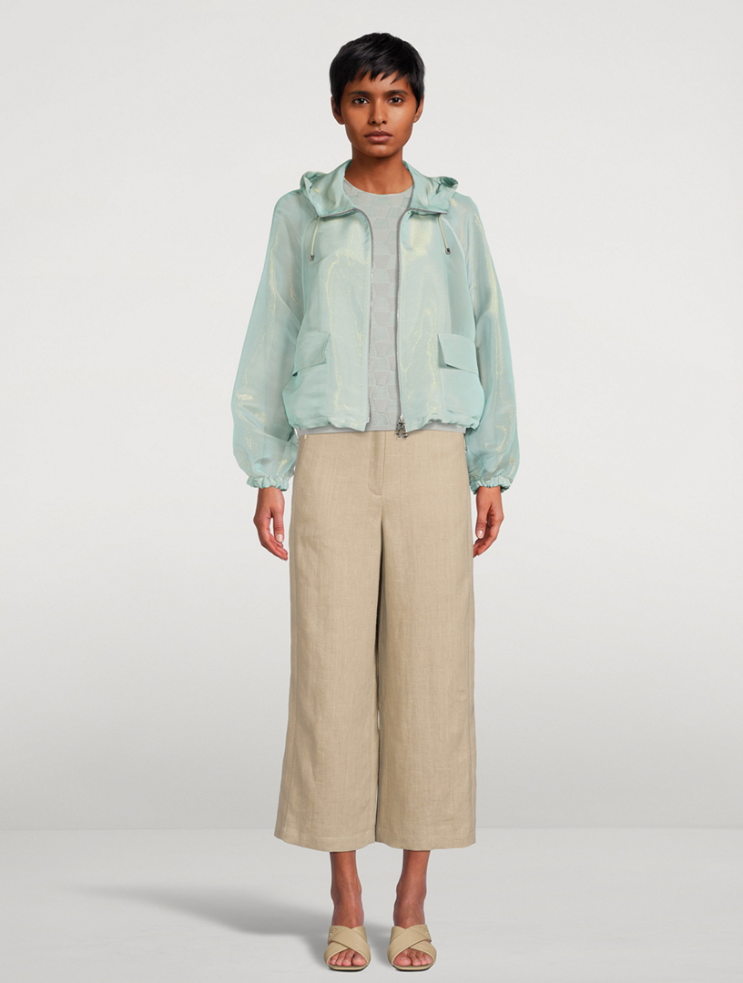 AKRIS Silk Techno Iridescent Organza Blouson Jacket | Holt Renfrew