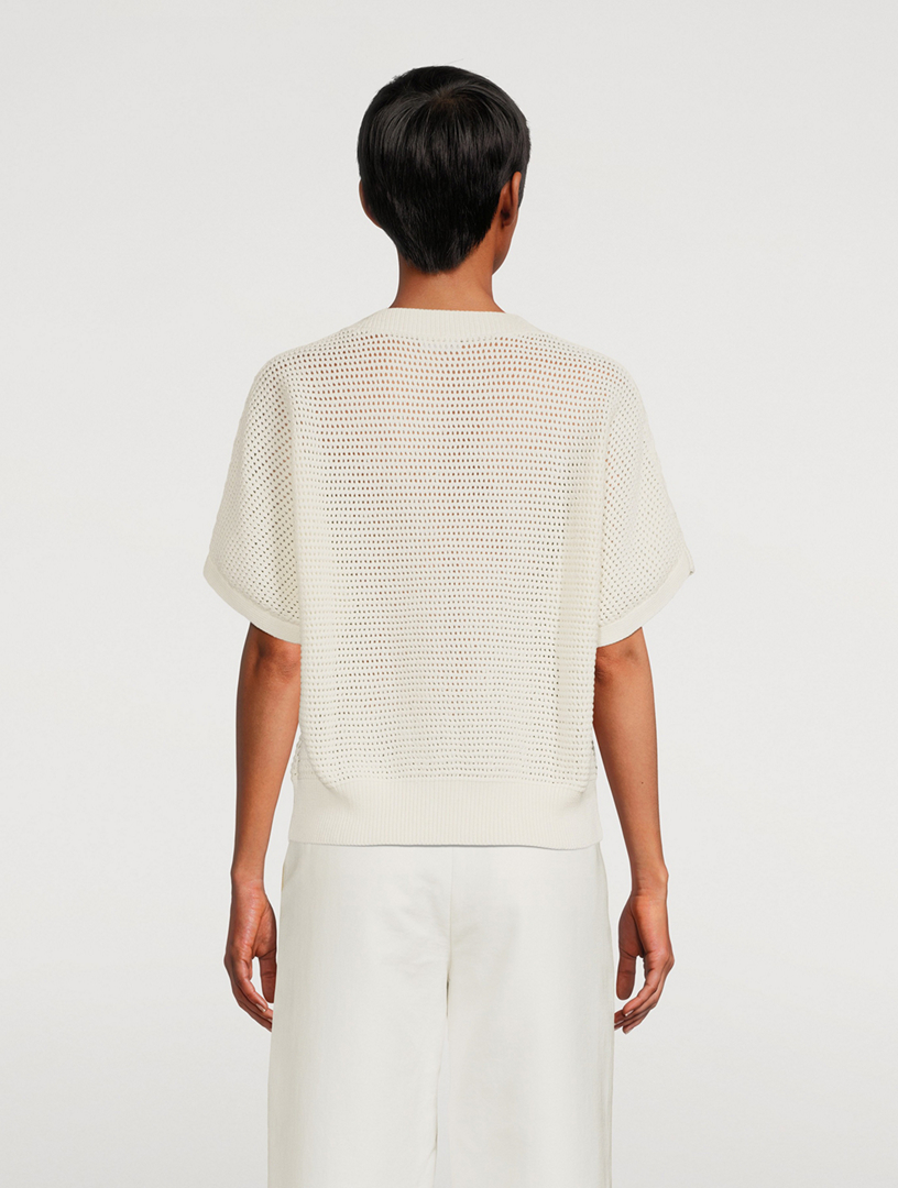 Short-Sleeve Crochet Sweater