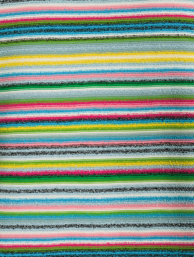Short-Sleeve Bouclé Sweater Stripe Print