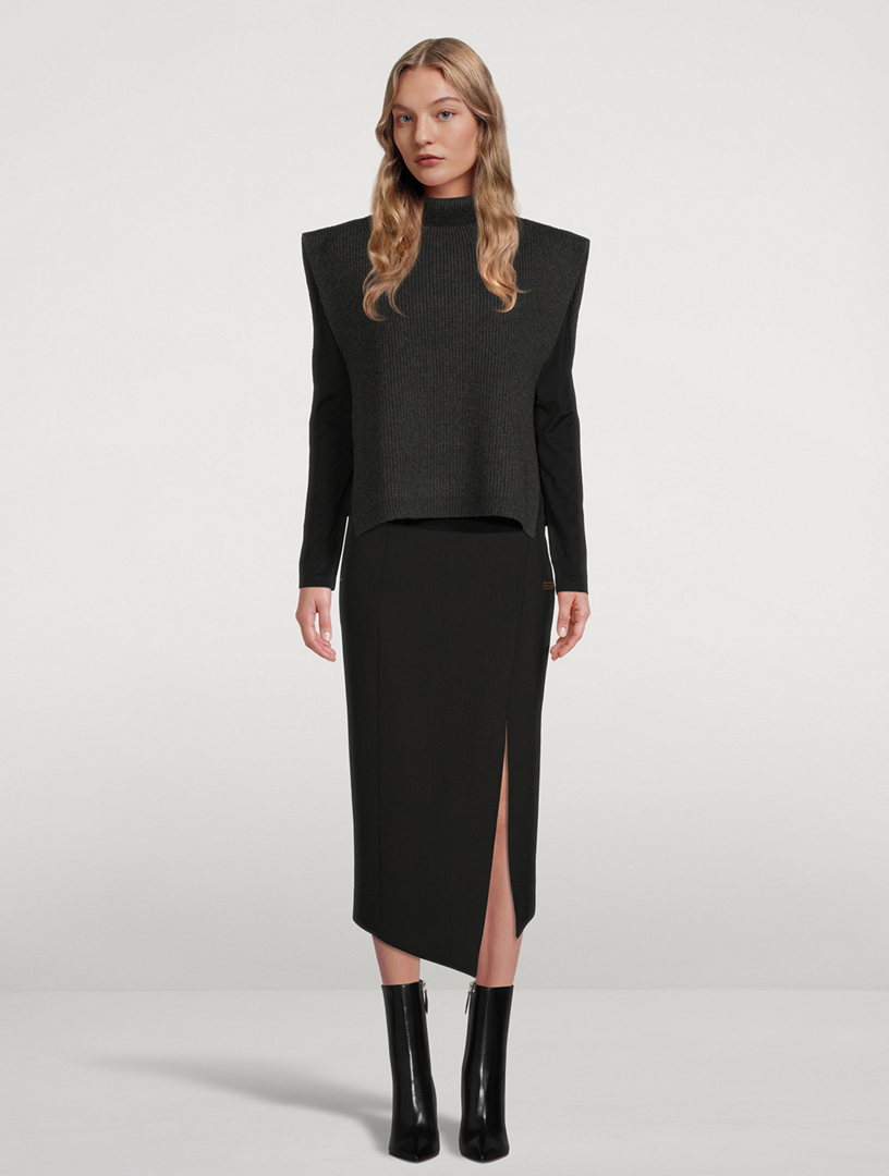 Ribbed Lambswool Poncho Bib