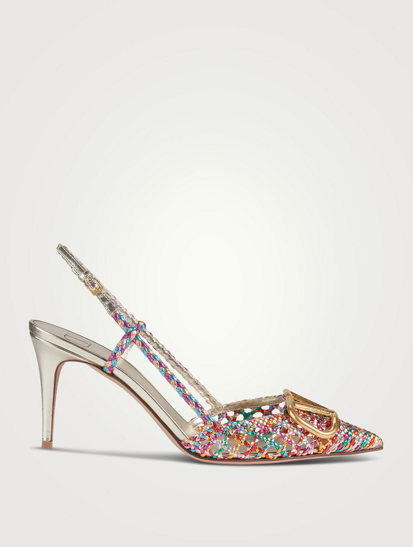 VALENTINO GARAVANI VLOGO Woven Leather Slingback Pumps | Holt Renfrew