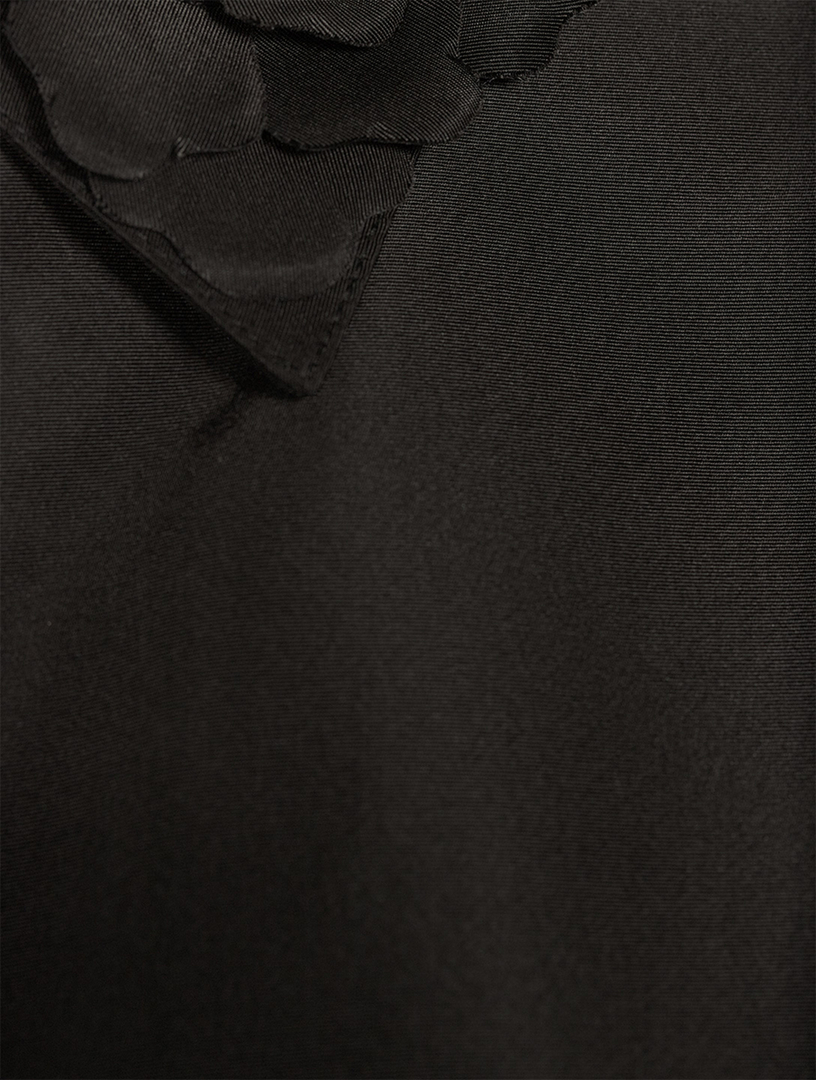 Silk Faille Shirt With Floral Appliqué
