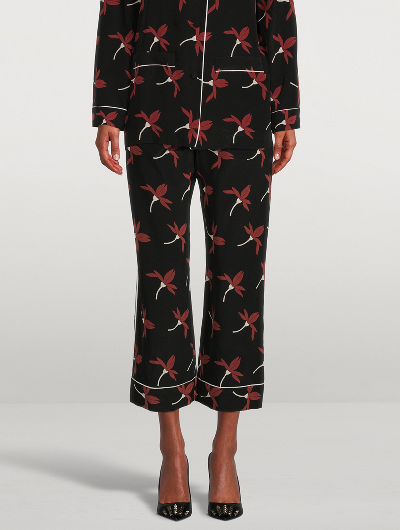 Crepe De Chine Pajama Pants Floral Print