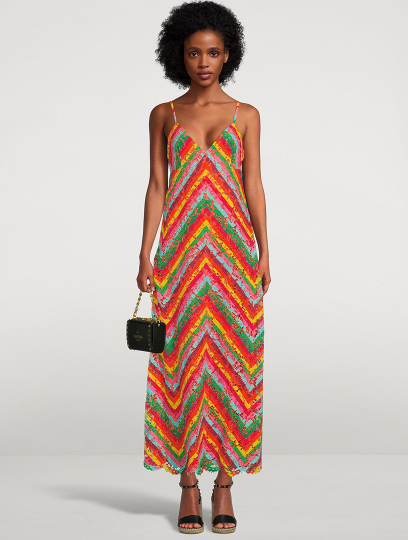 Lace Maxi Dress In Chevron Print