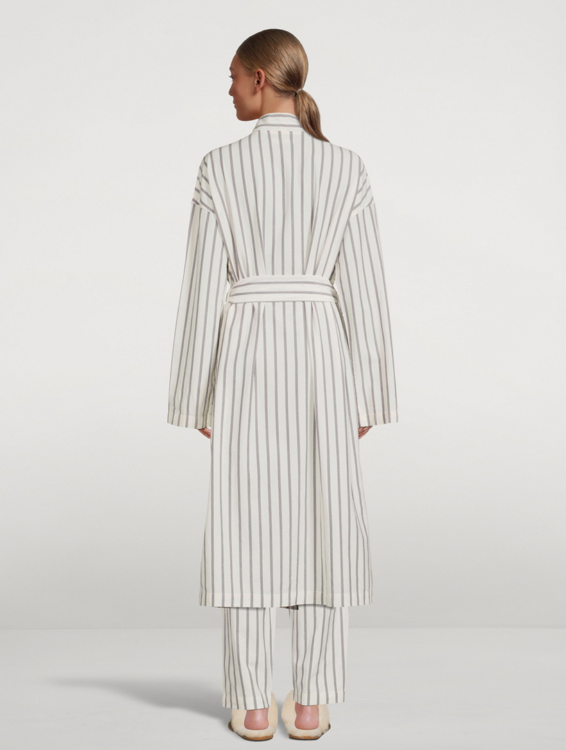 Everyone Organic Cotton And Linen Robe Stripe Print
