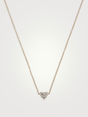 14K Gold Full Cut Diamond Heart Choker Necklace