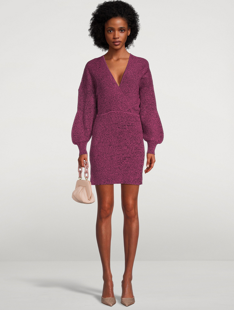 ganni melange knit mini dress sukienka wzorzysta