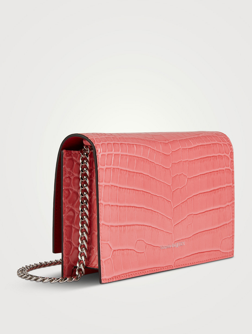 Mini Skull Croc-Embossed Leather Bag