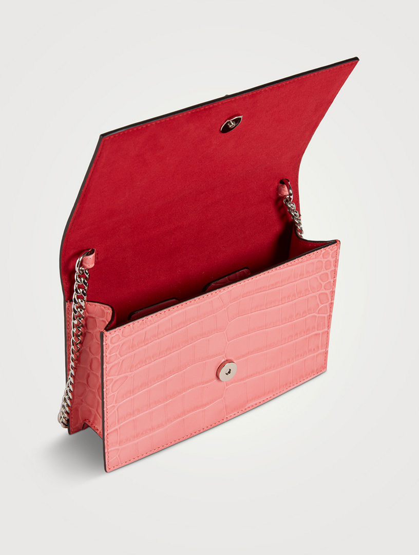 Mini Skull Croc-Embossed Leather Bag