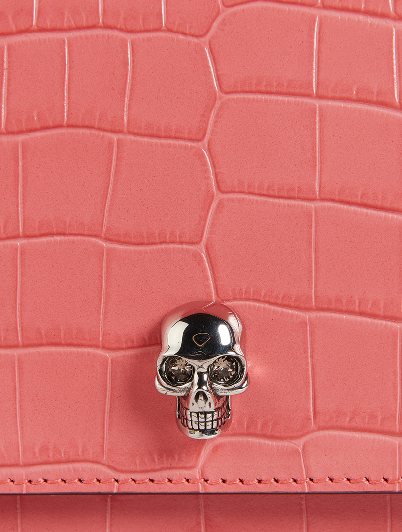 Mini Skull Croc-Embossed Leather Bag