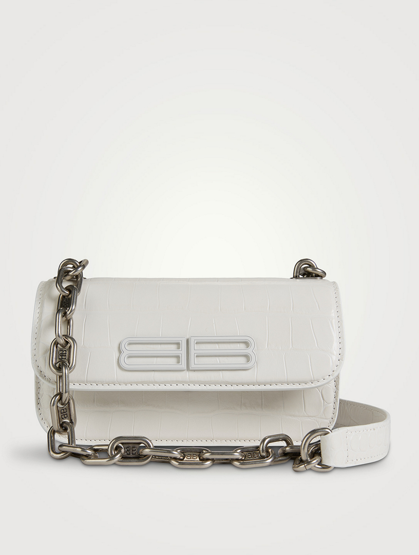 小物 BALENCIAGA GOSSIP BALENCIAGA XS Gossip Croc-Embossed Leather Chain Bag | Holt