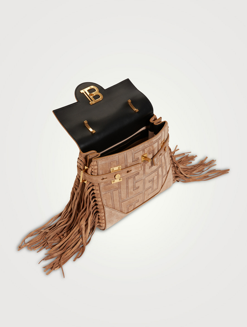 B Buzz 23 Suede Top Handle Bag With Fringe