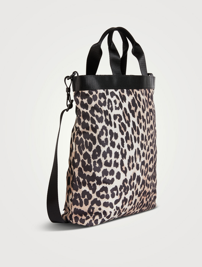 GANNI Medium Recycled Tech Tote Bag In Leopard Print | Holt Renfrew