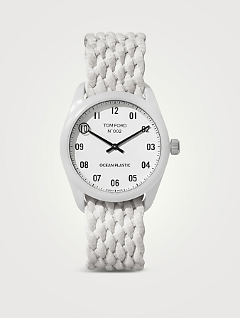 TOM FORD No. 002 Ocean Plastic Braided Bracelet Watch  Metallic