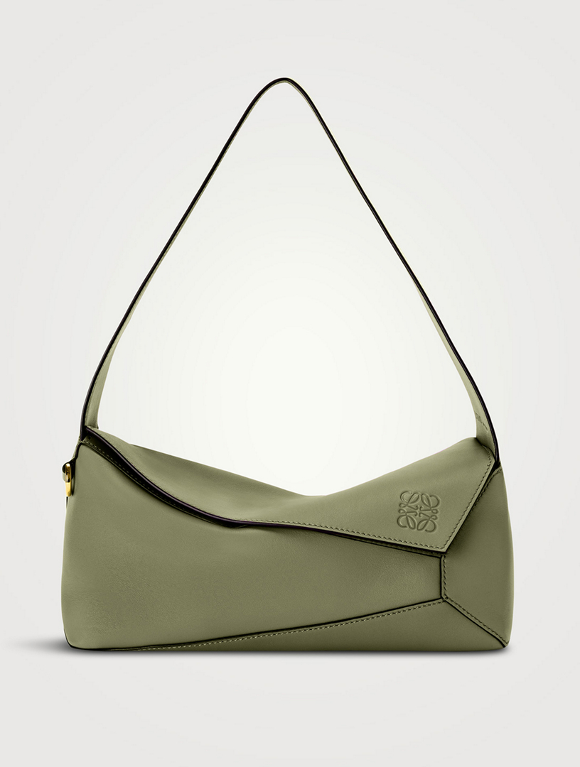 Puzzle Large Leather Shoulder Bag in Green - Loewe