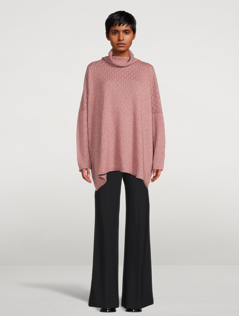 Wheatsheaf Cable-Knit Scrunch-Neck Cashmere And Silk Sweater