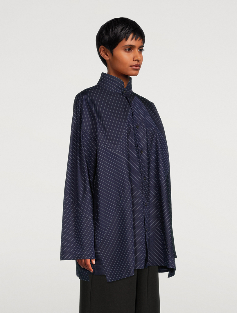 Pinstripe Cotton Poplin A-Line Shirt