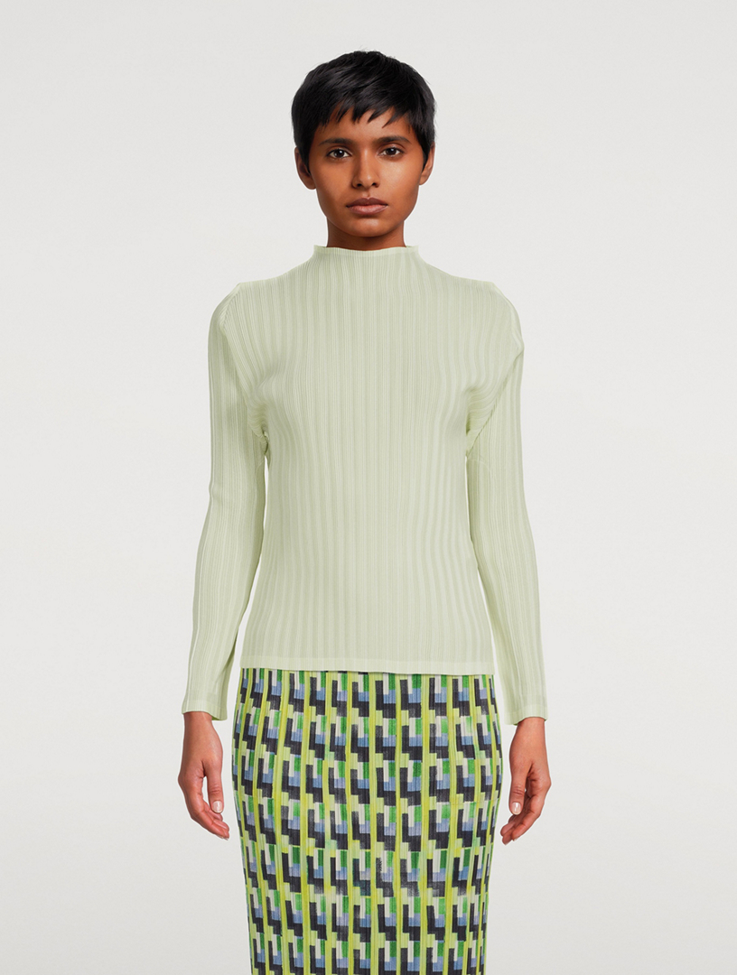 Rib Pleats February Long-Sleeve Top