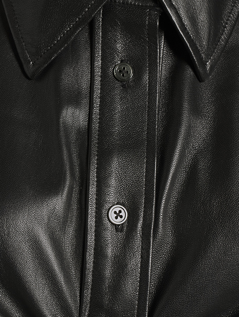 Ruched Leather Shirt