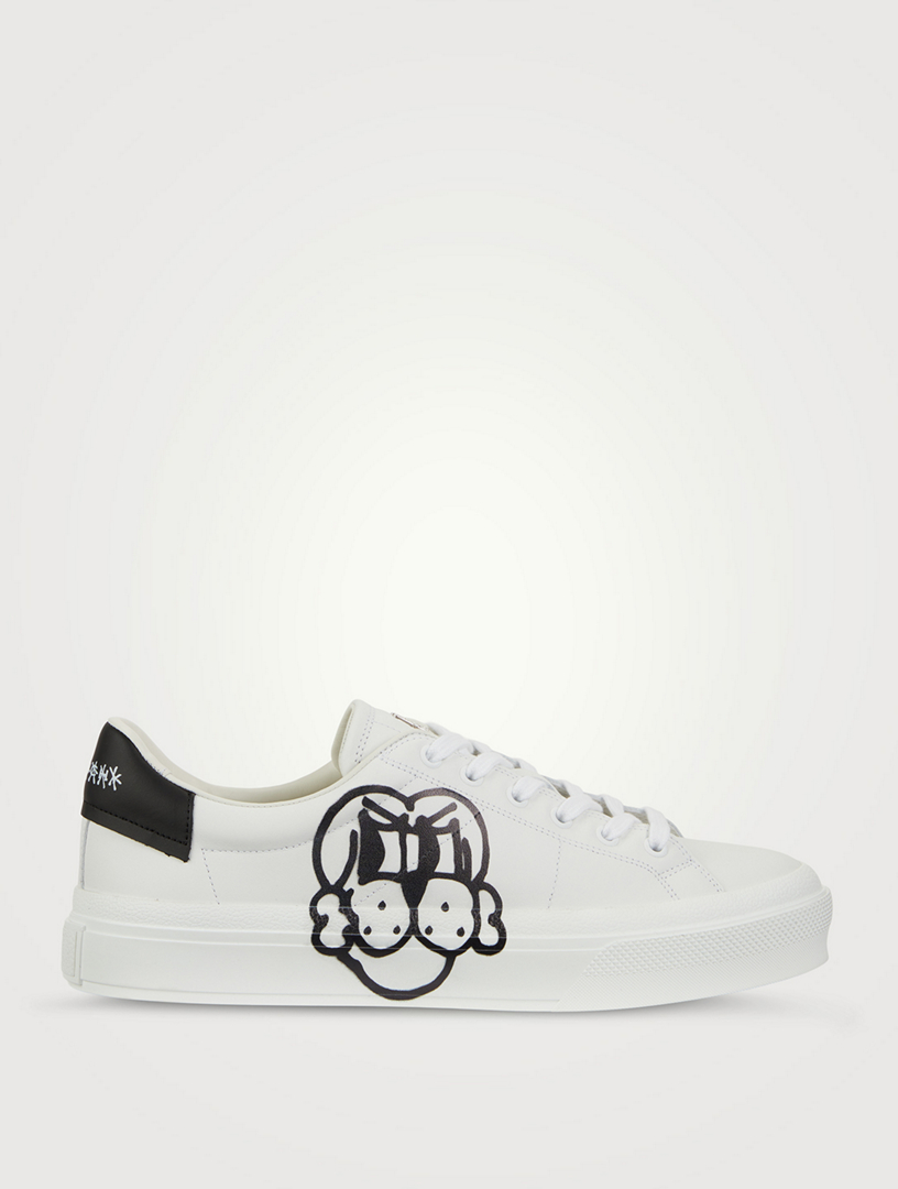 GIVENCHY City Sport Leather Sneakers With Effect Dog | Holt Renfrew