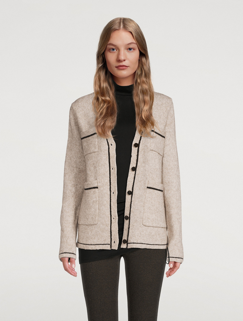 Contrast-Stitched Cardigan