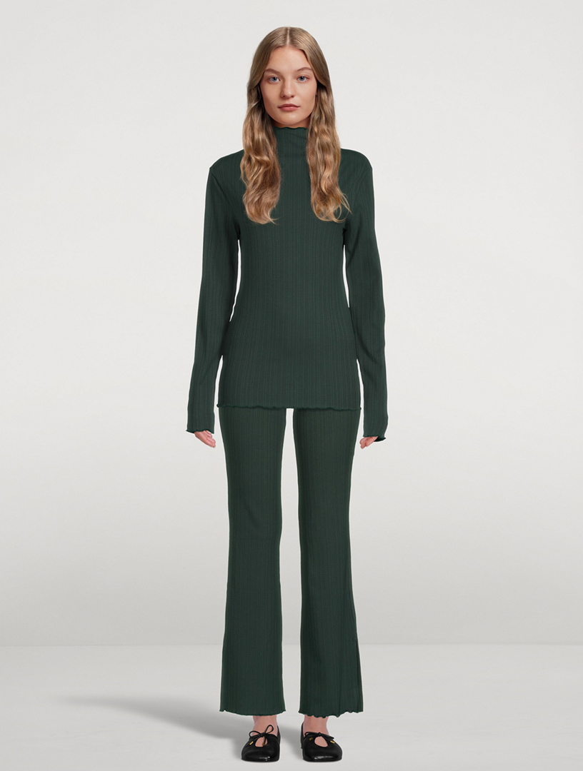 Textured Split-Cuff Trousers