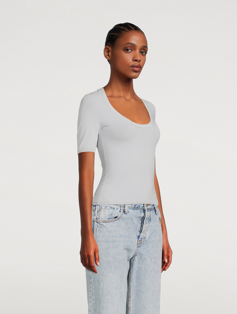 Stretch-Knit Scoopneck T-Shirt