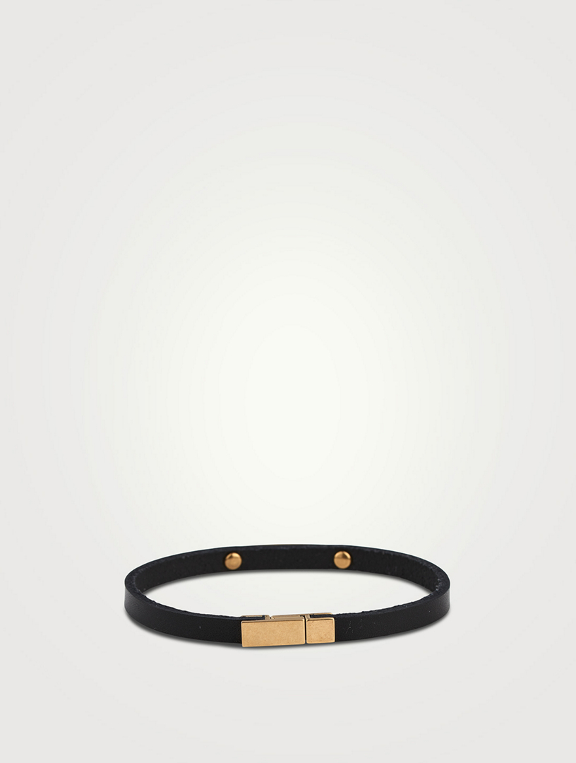 ID Plate Leather Strap Bracelet