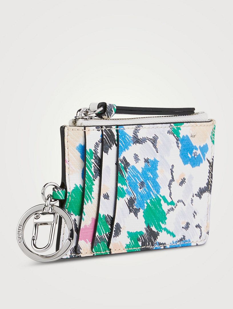 Banner Leather Zip Coin Purse In Floral Print