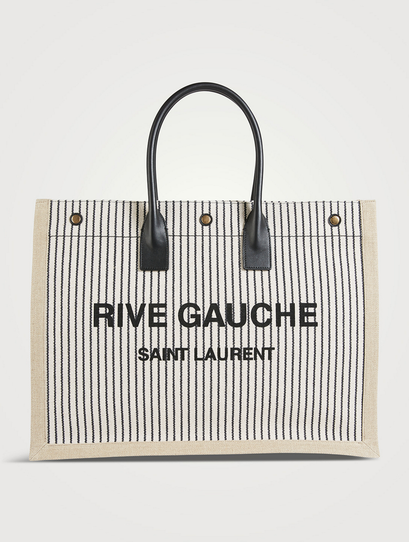 SAINT LAURENT Rive Gauche Canvas Tote Bag In Stripe Print | Holt