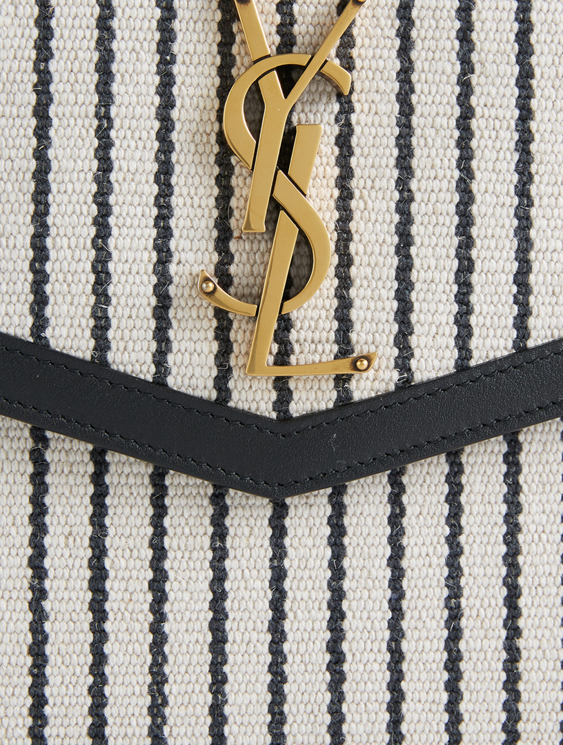 Medium Uptown Canvas Clutch In Stripe Print