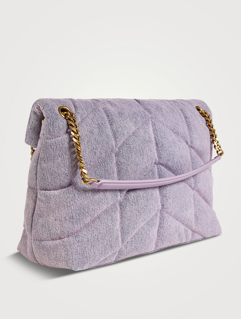 Medium Loulou Puffer YSL Monogram Denim Chain Bag