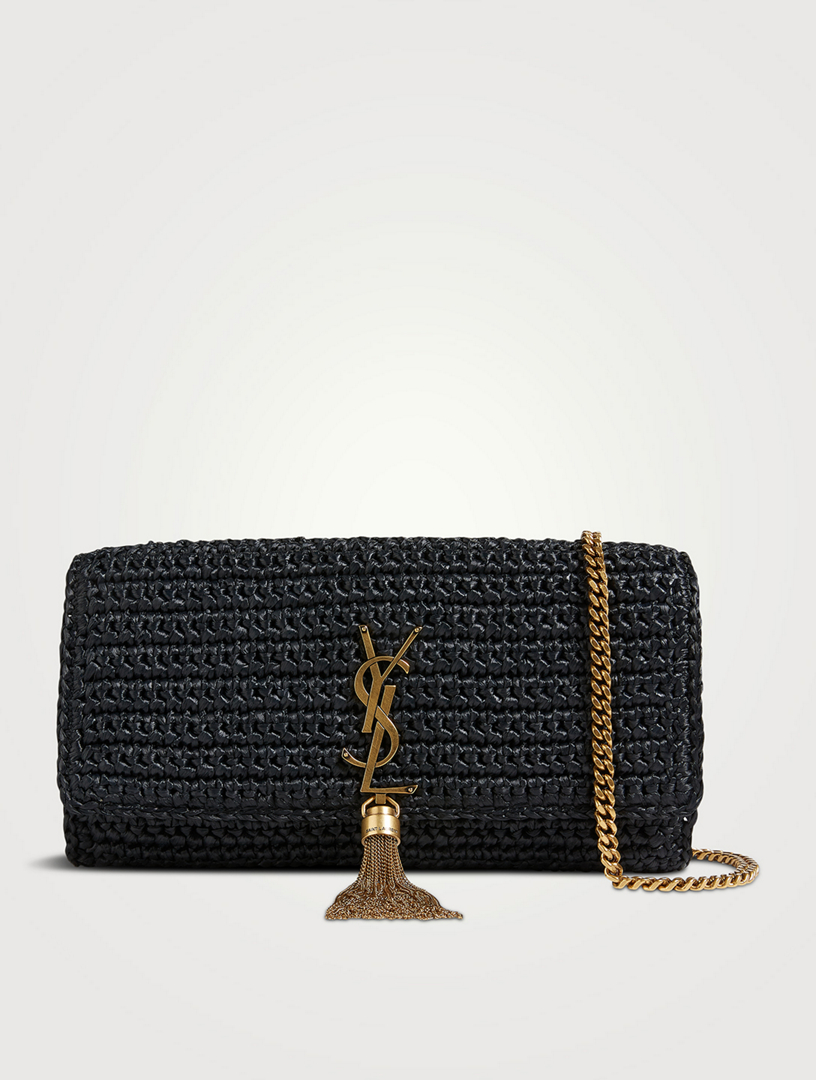 Saint Laurent Kate 99 YSL Raffia Tassel Shoulder Bag