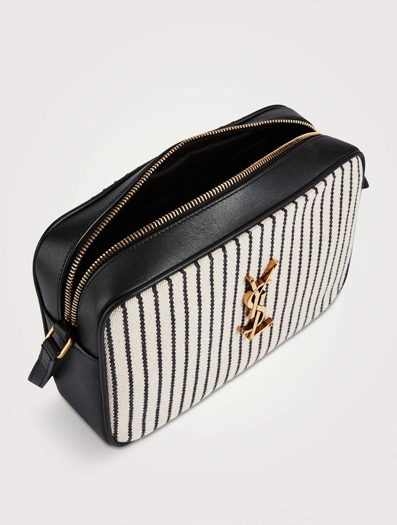 SAINT LAURENT Mini Lou YSL Monogram Canvas Camera Bag In Stripe