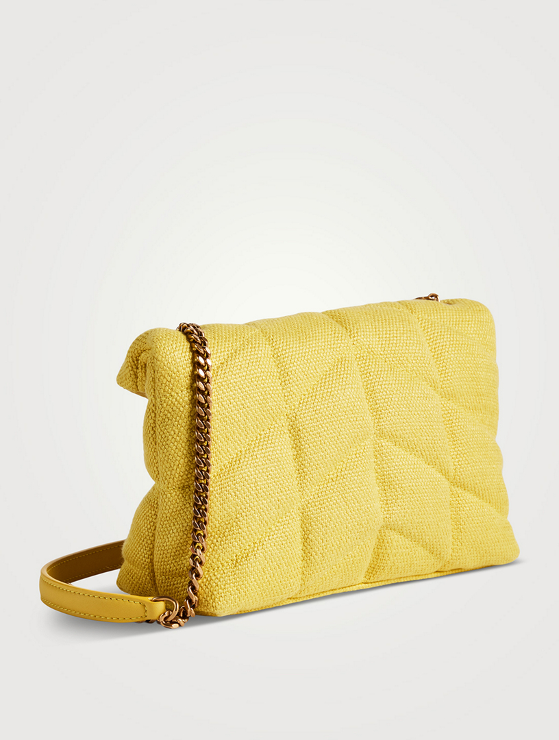 Saint Laurent Loulou Puffer Canvas Clutch in Yellow