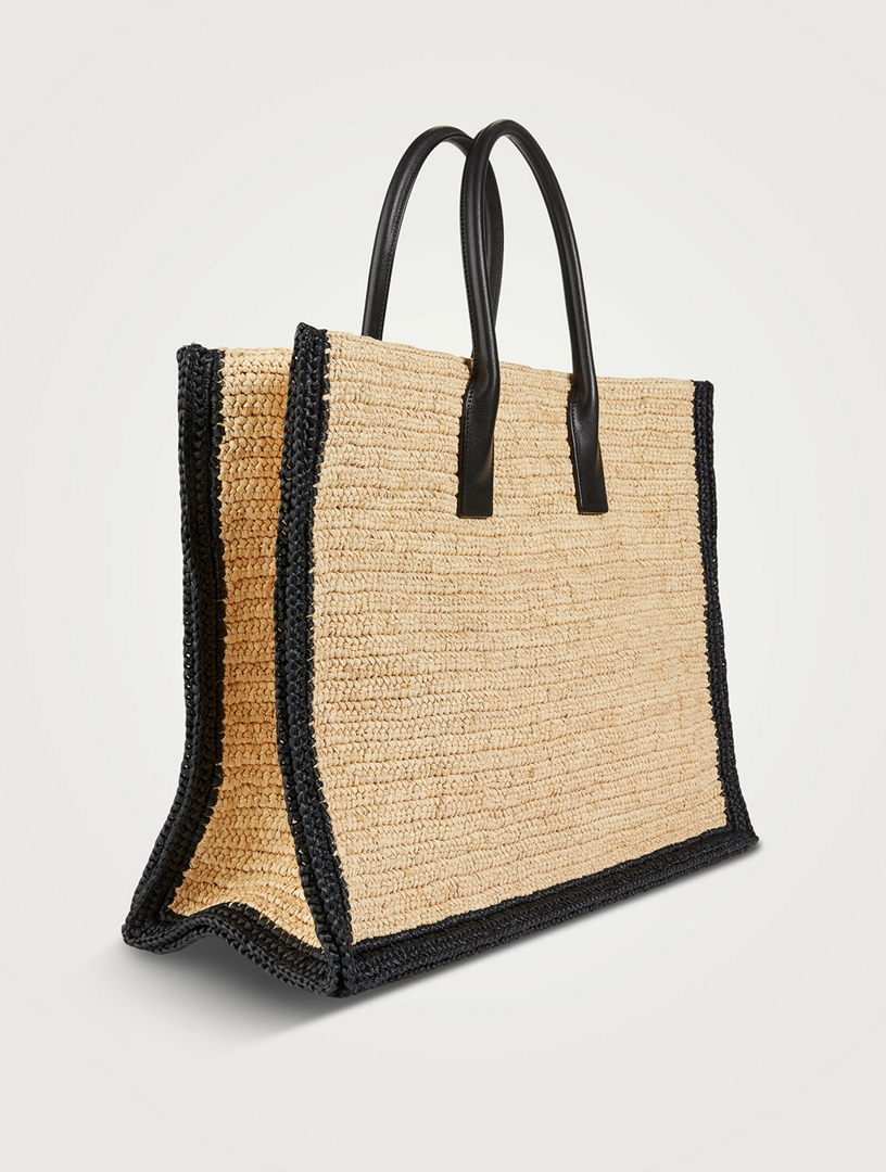 Saint Laurent Rive Gauche Straw Tote Bag - Neutrals