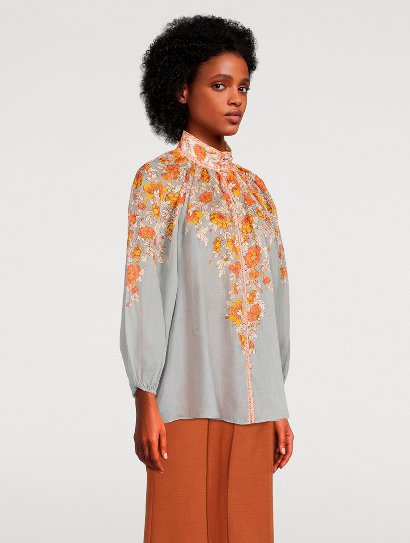 Andie Puff-Sleeve Blouse Floral Print