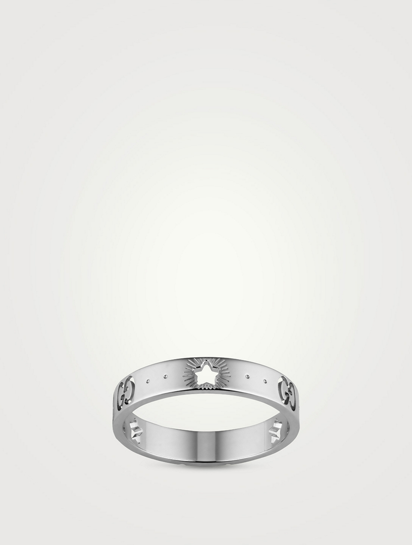 Icon 18K White Gold Ring With Stars